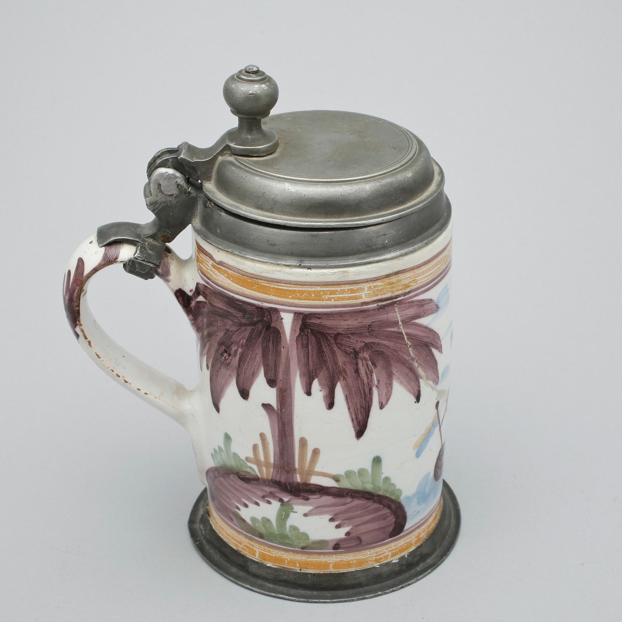 STOP samt TALLRIKAR, 2 st, fajans, bl.a. Rörstrand, 1700/1800-tal.