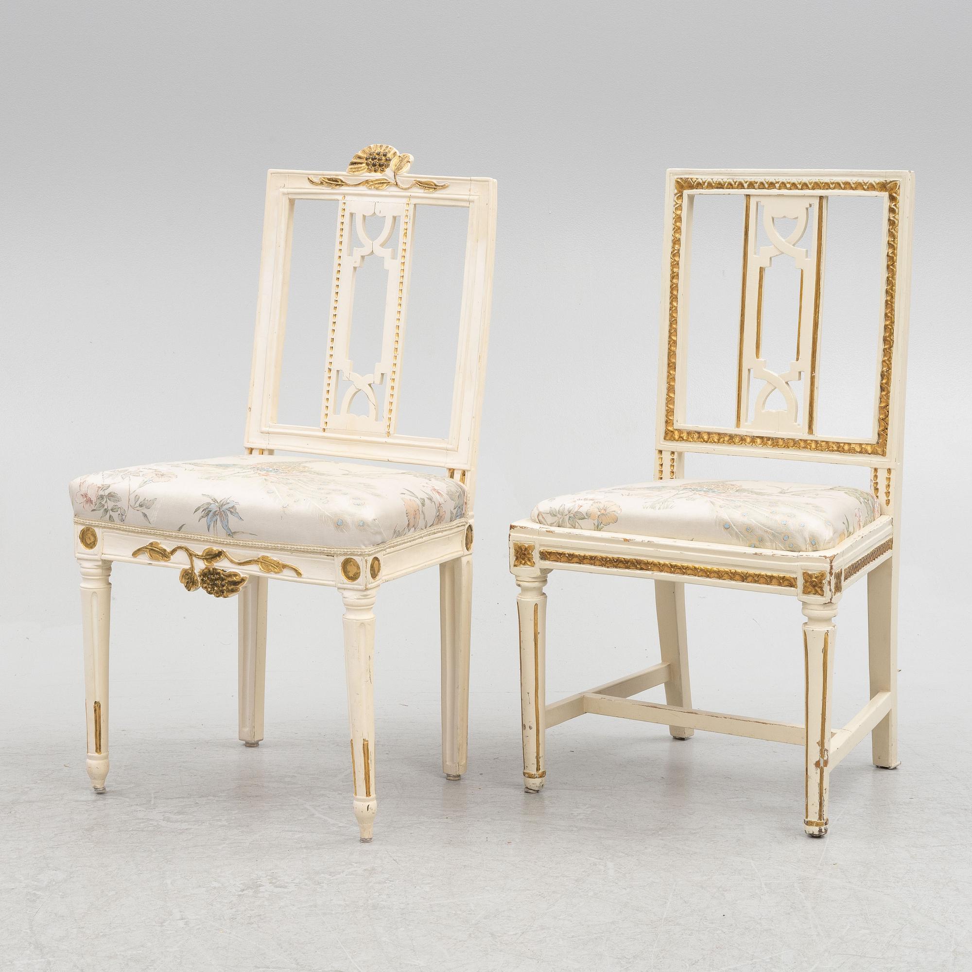 Two Gustavian chairs, end of the 18th century.
