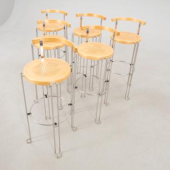 Barbord samt barstolar 6 st "Oblado" Blå Station sent 1900-tal.