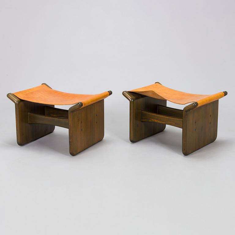 Tapio Wirkkala, a pair of stools made to order  for the Finnish Glass Museum manufactured by  Reino Huotari 1981.