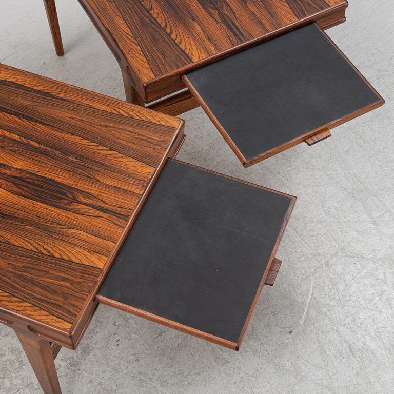 Johannes Andersen, a pair of rosewood-veneered side tables, 1960's.