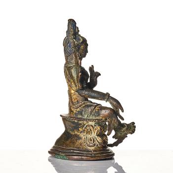 A copper alloy figure of Green Tara, Tibet, 17/18th century or later.
