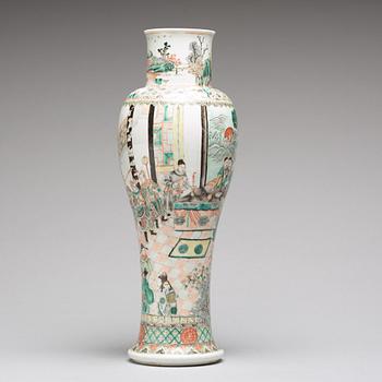 A famille verte baluster vase, Qing dynasty, 19th Century.