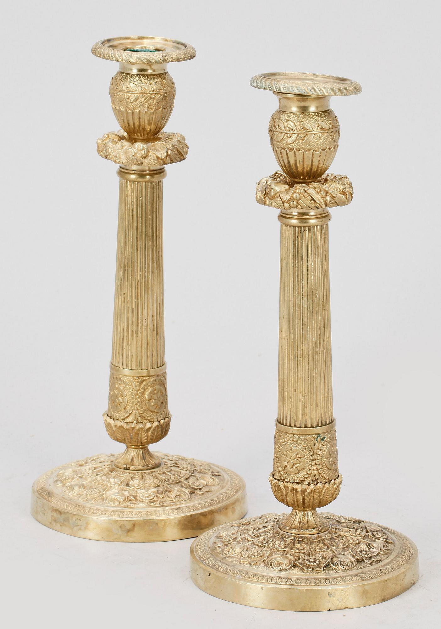 LJUSSTAKAR, ett par, empire, 1800-tal.