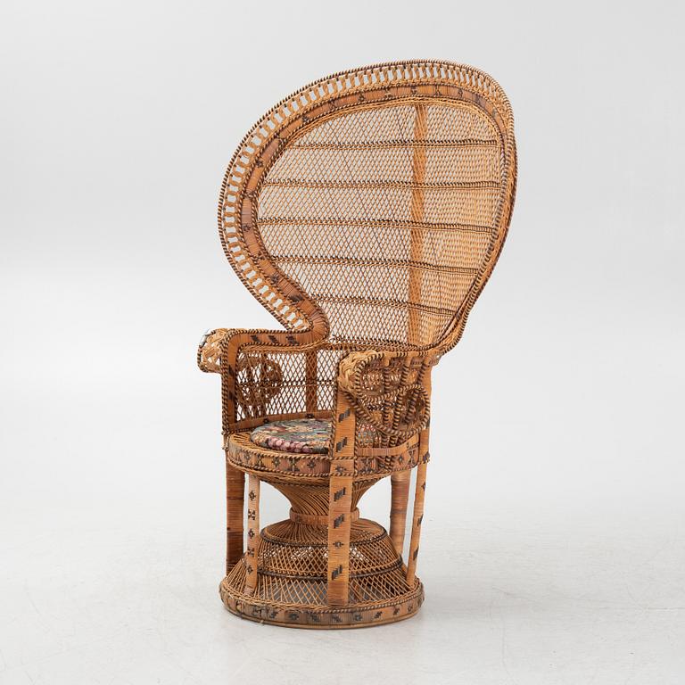 A peacock rattan chair, 20th Century.