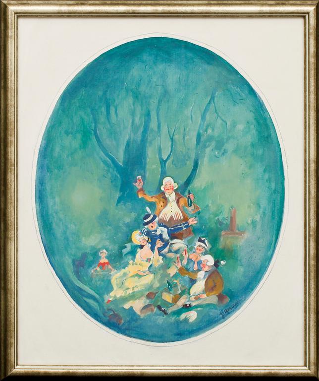 EINAR NERMAN, gouache, sign.