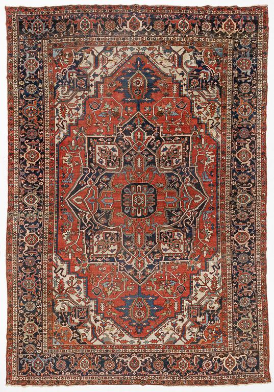 An antique Heris/Karadja carpet, approximately 501 x 339-353 cm.