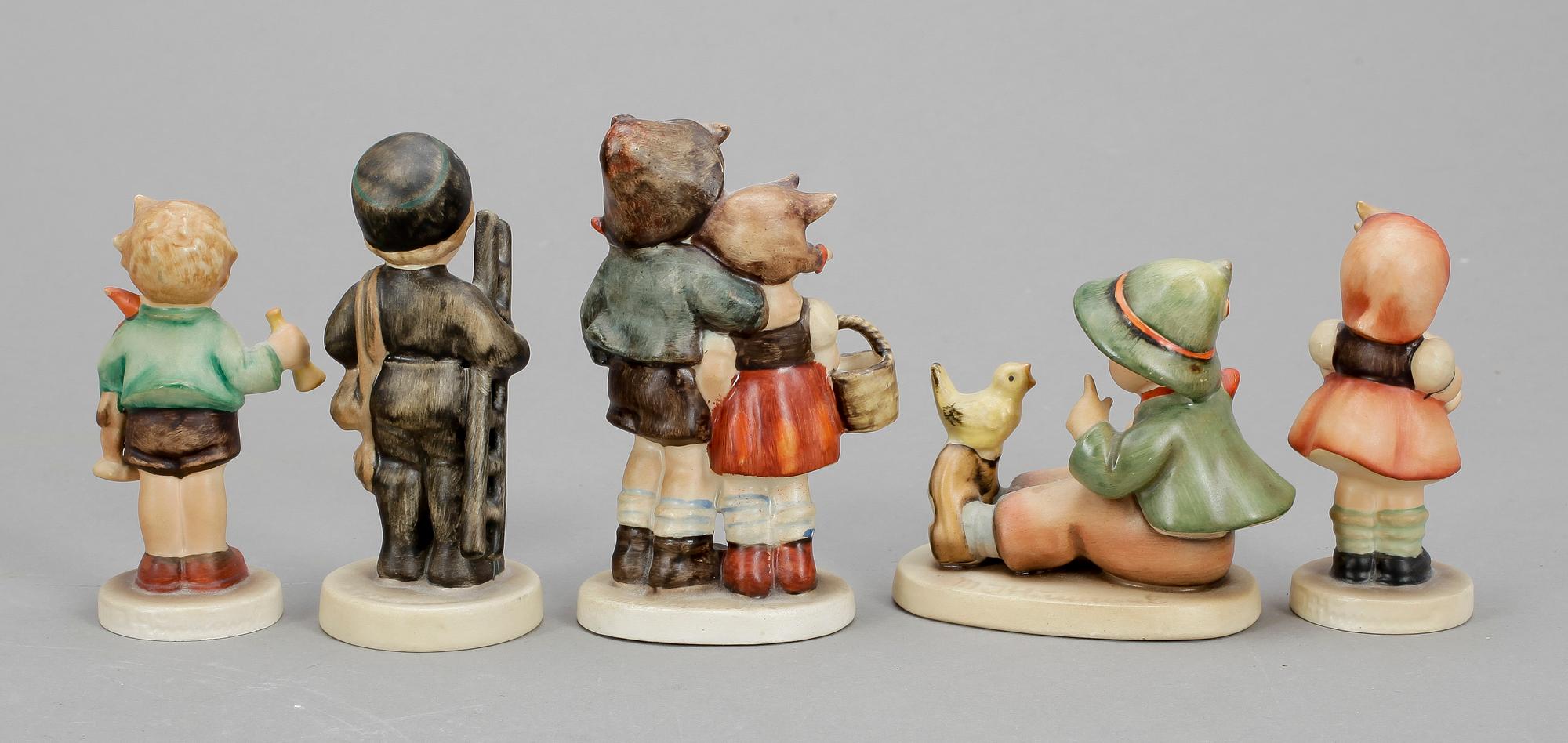 FIGURINER, 5 st, porslin, MJ Hummel, Goebel, 1900-tal.