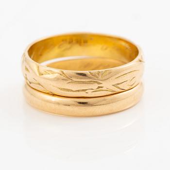 Rings, 2 pieces, 18K gold.