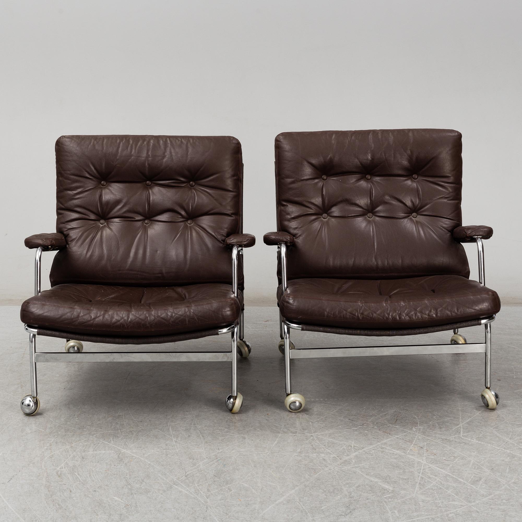 BRUNO MATHSSON, a pair of 'Karin' easy chairs, late 20th Century.