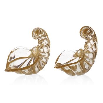 188. A pair of Palolo Venini 'Conchiglie, Venini Muranoo Italy 1960's.