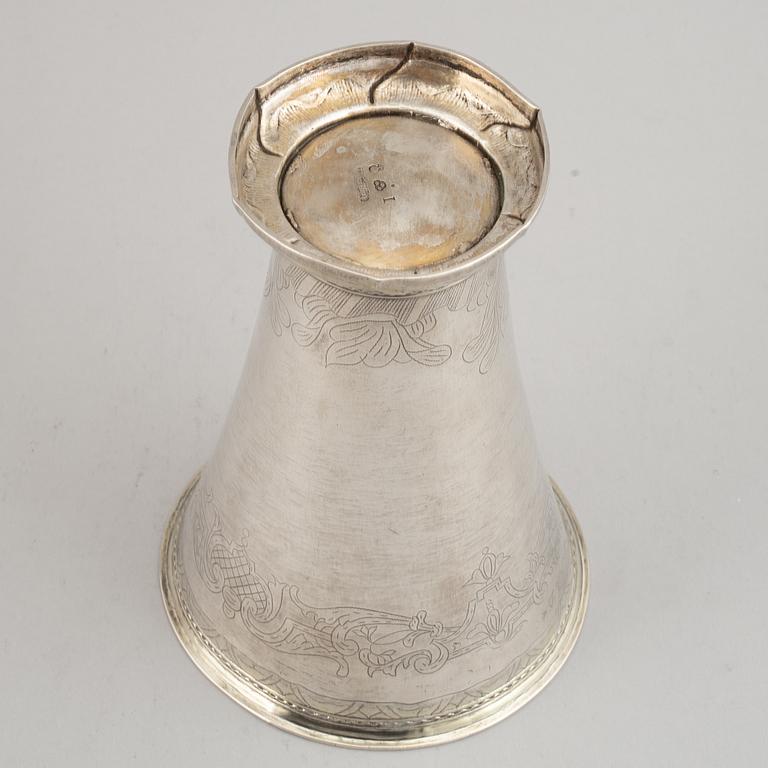 A Swedish 18th century parcel-gilt silver beaker, mark of Carl Fahlberg, Uppsala 1769.