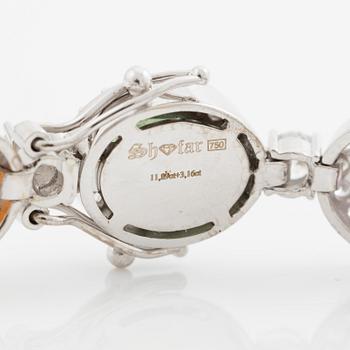 Bracelet 18K white gold set with oval-cut multicoloured sapphires and brilliant-cut diamonds.