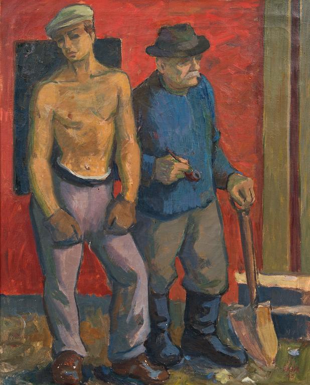 Onni Oja, "TWO WORKERS".