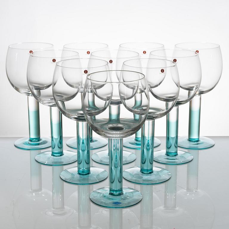 Kerttu Nurminen, beer glasses, 10 pcs, "Mondo", Iittala, late 20th century.