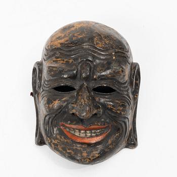 A Japanese painted and laquered noh mask, 'Gigaku', 1900s.