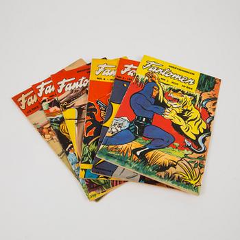 A lot of "Serietidningen Fantomen" comic books nr 2-7 1950. VG-FN.