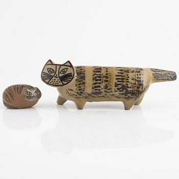 Lisa Larson, figurines, stoneware, "Big and Small Cat", Gustavsberg.