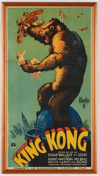 MOVIE POSTER, "King Kong", J Olséns Litografiska Anstalt, Stockholm, 1933.