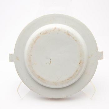 Hot watert plates, two pieces, creamware, Europe 19th century.