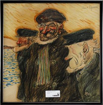 ALBERT ENGSTRÖM. Blandteknik på papper. Sign.