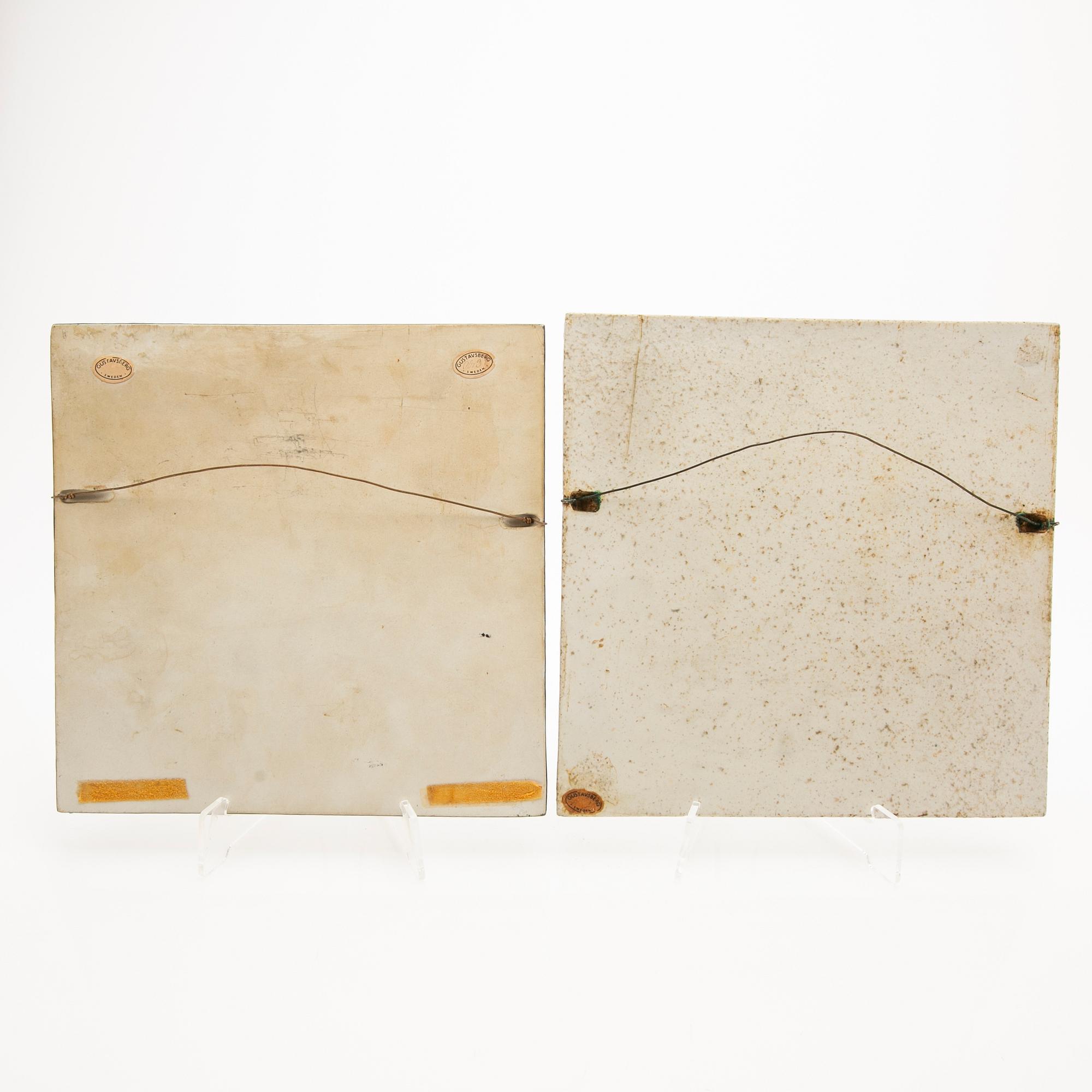 Lisa Larson, Wall reliefs, 2 pcs, stoneware, Gustavsberg.