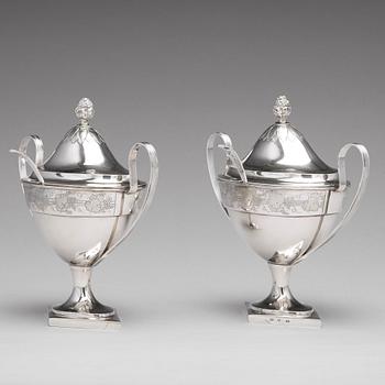 A pair of Baltic sugar-bowls and spoons, mark of Johann Gottfried Möring, Reval (1790-1818 (1820)).
