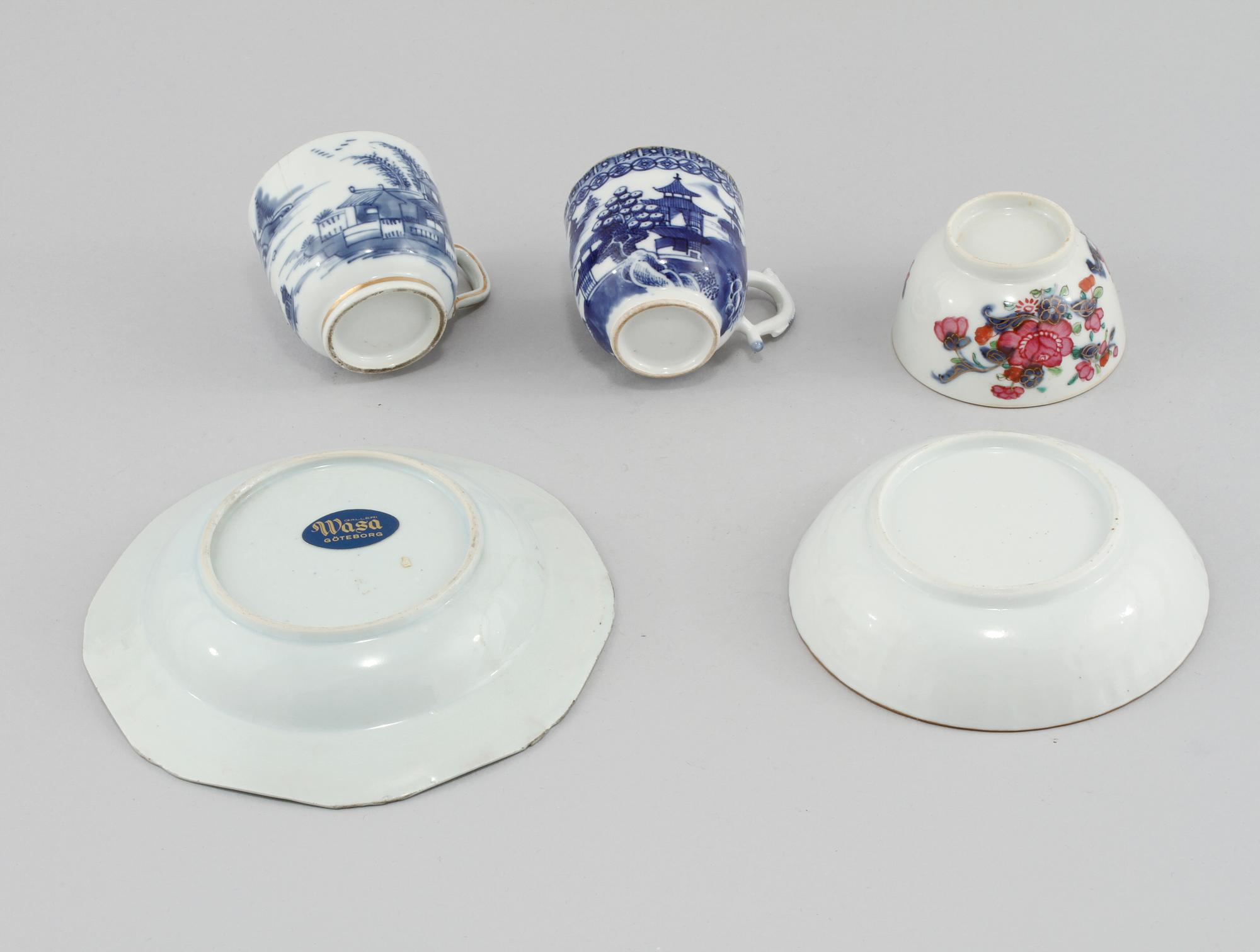 PARTI PORSLIN, 5 delar, porslin, Kina, 1700-tal.