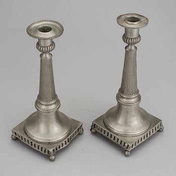 A pair of late gustavian pewter candle sticks Sweden early 19th century.