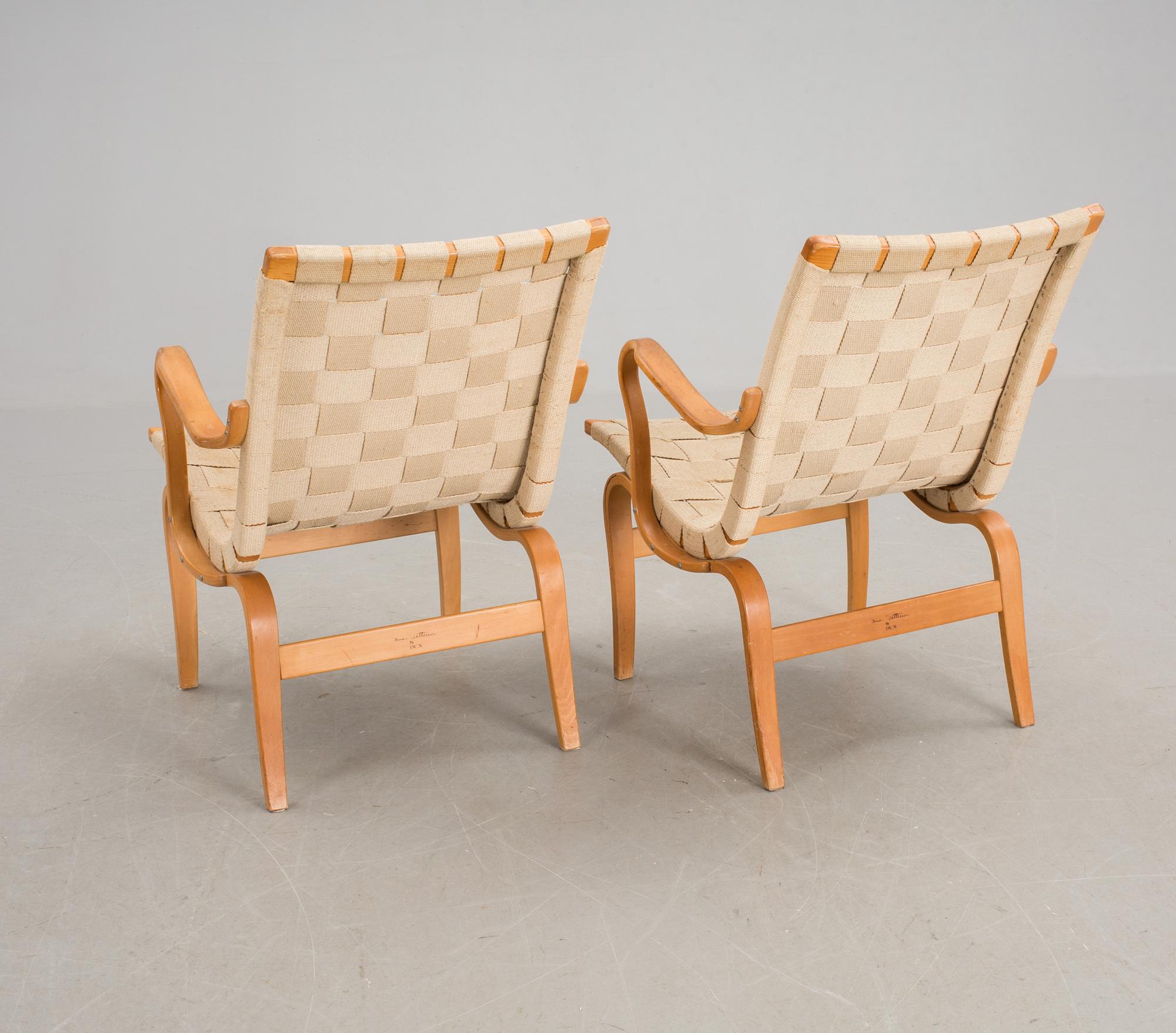 FÅTÖLJER, ett par, "Eva", Bruno Mathsson, Dux.