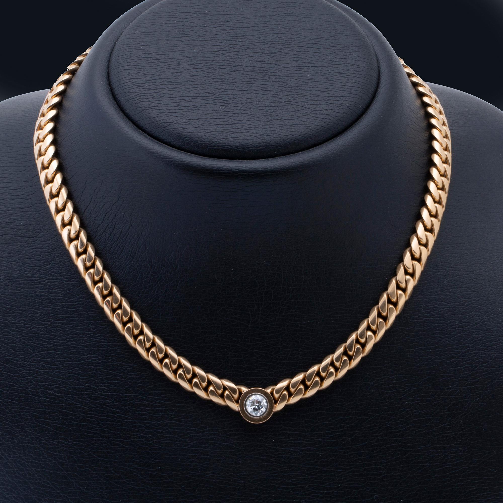 Necklace 18k gold 1 old-cut diamond approx 0,90 ct approx H-I/SI, Gunnar Fahlström Stockholm 1991, total weight 86,0 g.