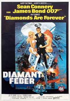 Filmaffisch James Bond "Diamantfeber" (Diamonds are for ever), 1971 numrerad 94.