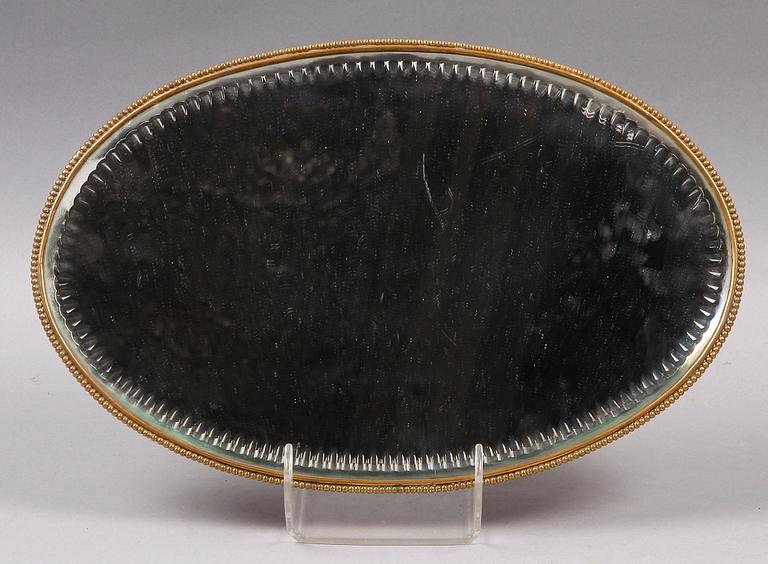 SPEGELPLATEAU, glas, mässing, tidigt 1900-tal.