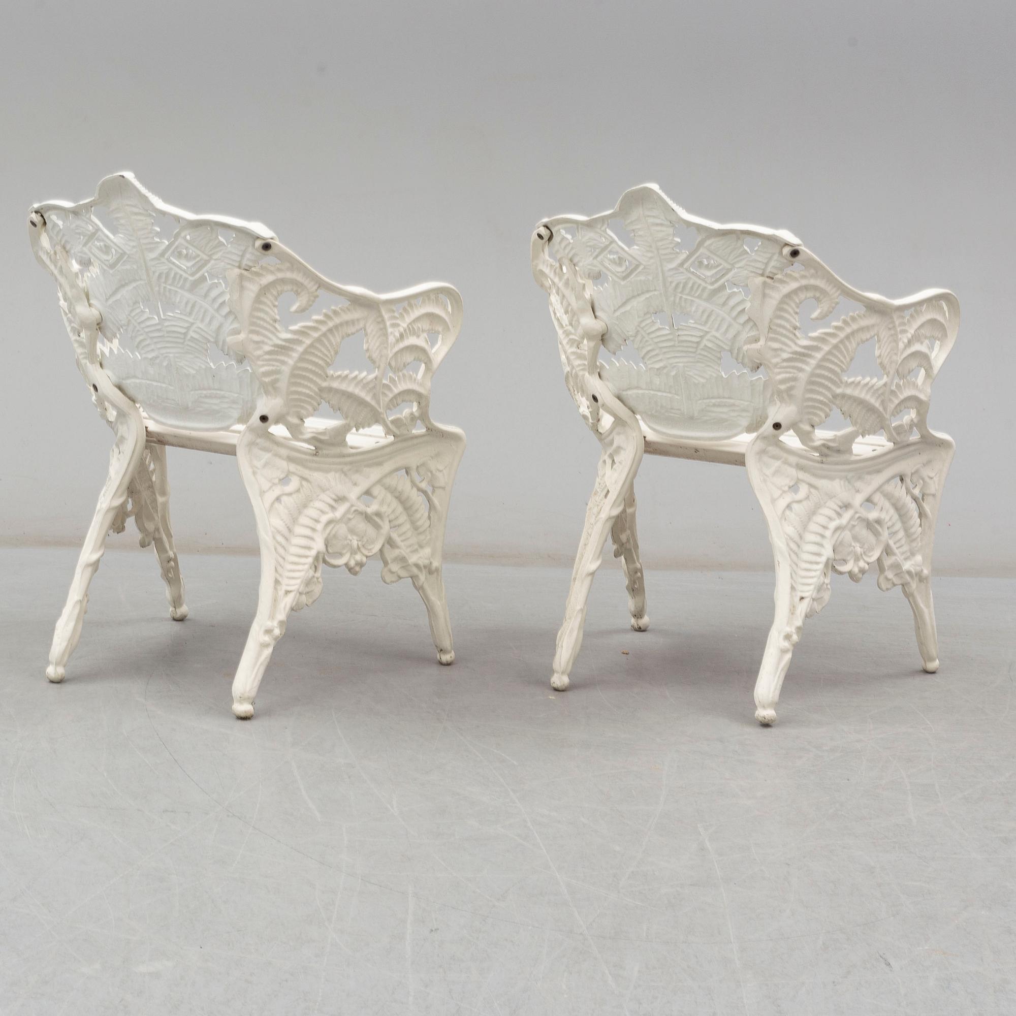 A pair of garden armchairs by Byarums Bruk, second half of the 20th century.