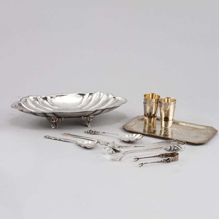 PARTI SILVER, 13 delar, bla Gewe Silvervarufabriken Ab, Malmö, 1955. Vikt 545 g.