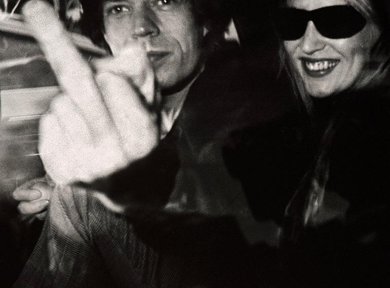 Ron Galella, "Mick Jagger and Jerry Hall at the Mizuno Gallery in Los Angeles, California", 1983.