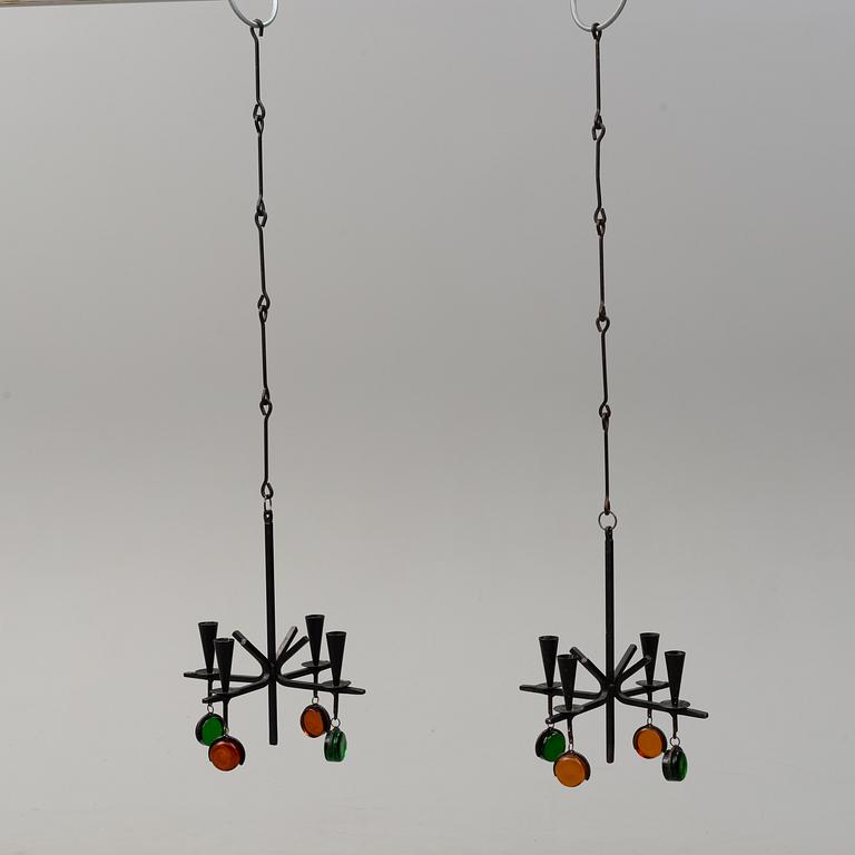 GUNNAR ANDER, a pair of hanging candelabra, Ystad Metall, second half of the 20th century.