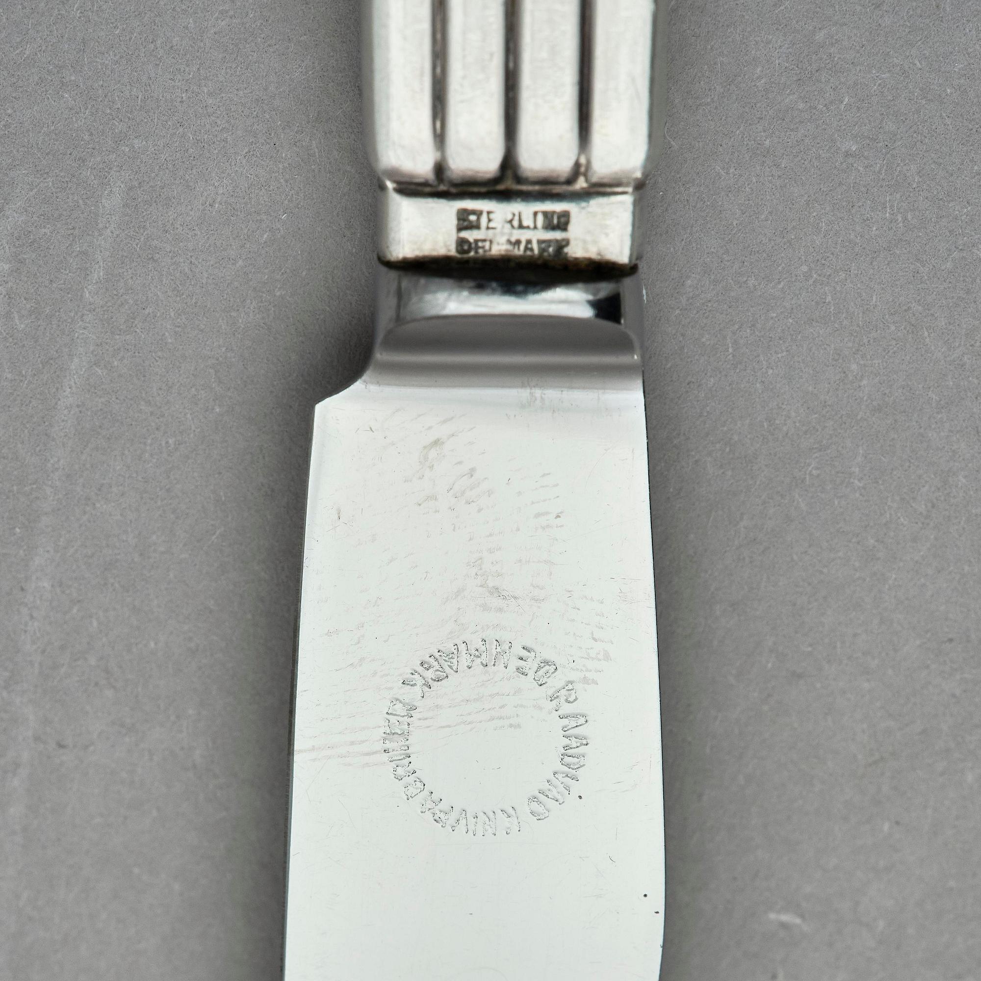 Georg Jensen, bestickservis, sterling silver, modell "Bernadotte", 112+1 delar, design Sigvard Bernadotte, Köpenhamn 1933-1944.