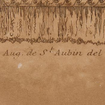 AUGUSTIN DE SAINT-AUBIN, efter, 2 st handkolorerade etsningar, L. Provost, 1800-tal.