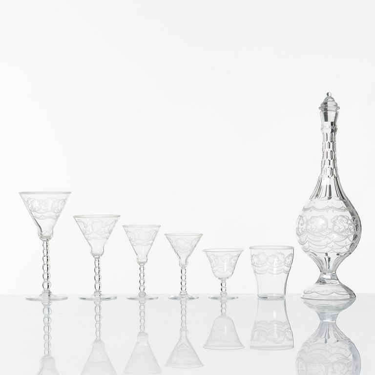 Simon Gate, glasservis, 38 delar, "Molnet", Orrefors.