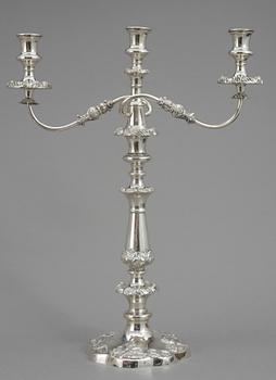 KANDELABRAR, ett par, nysilver, 1900-tal.