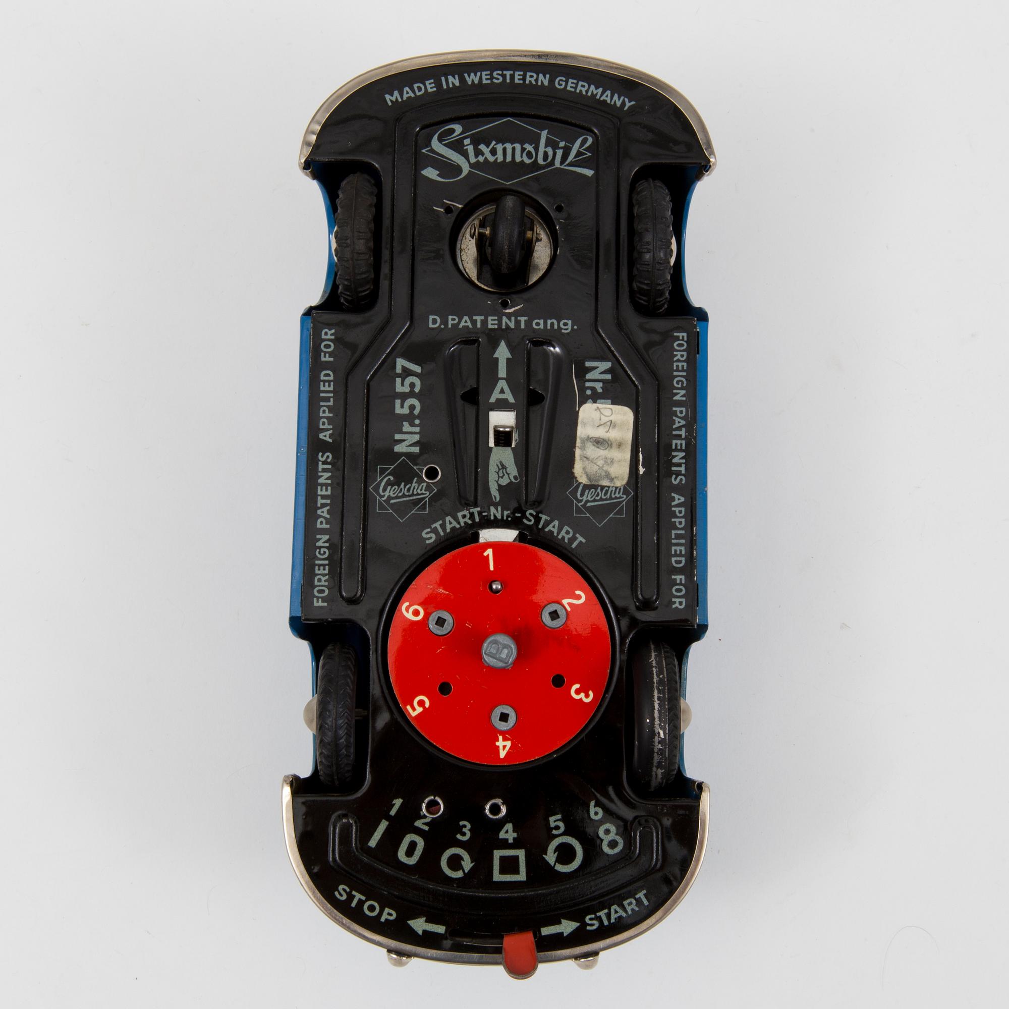 A tinplate Gescha "Porsche Sixmobil" Germany 1950s.