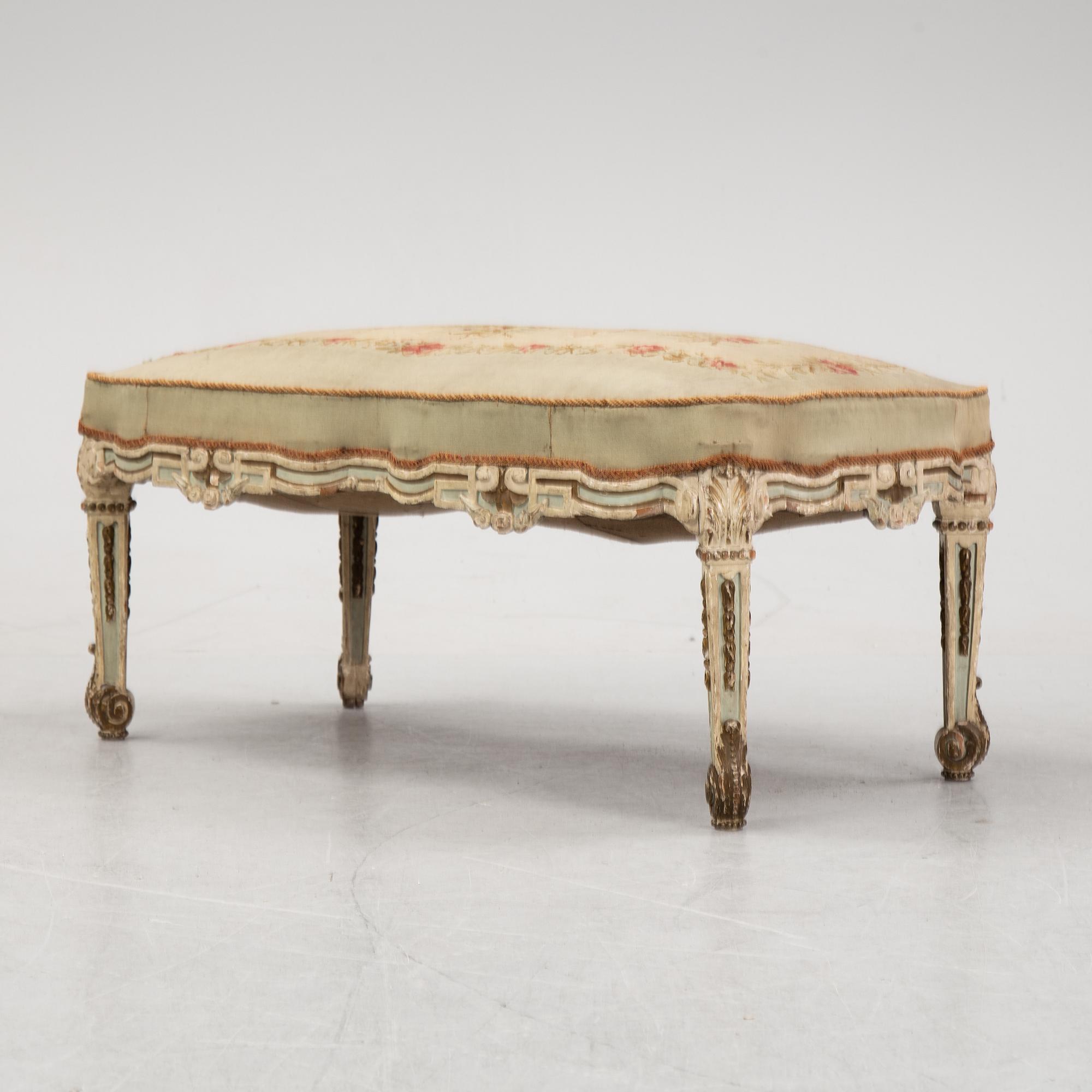 A Louis XVI-style bench, late 19th century.