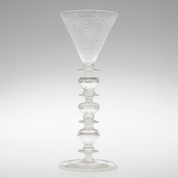 POKALGLAS, glas. Barockstil, 1800-tal.