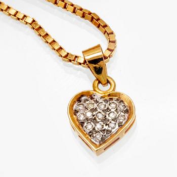 An 18K gold necklace with octagonal cut diamonds.