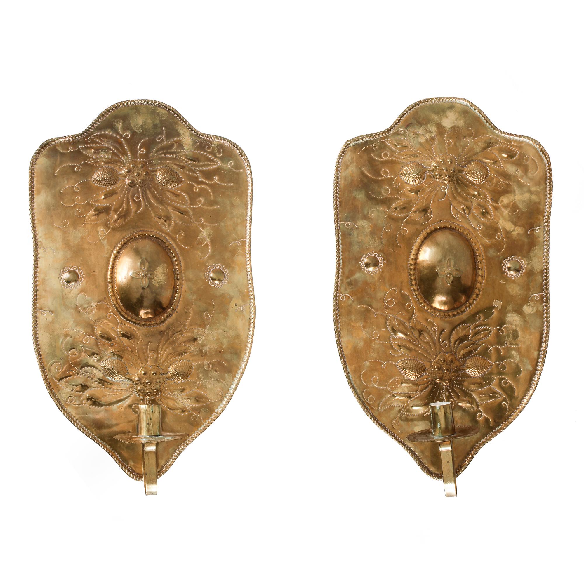 LJUSPLÅTAR, ett par, barockstil, 1900-tal.