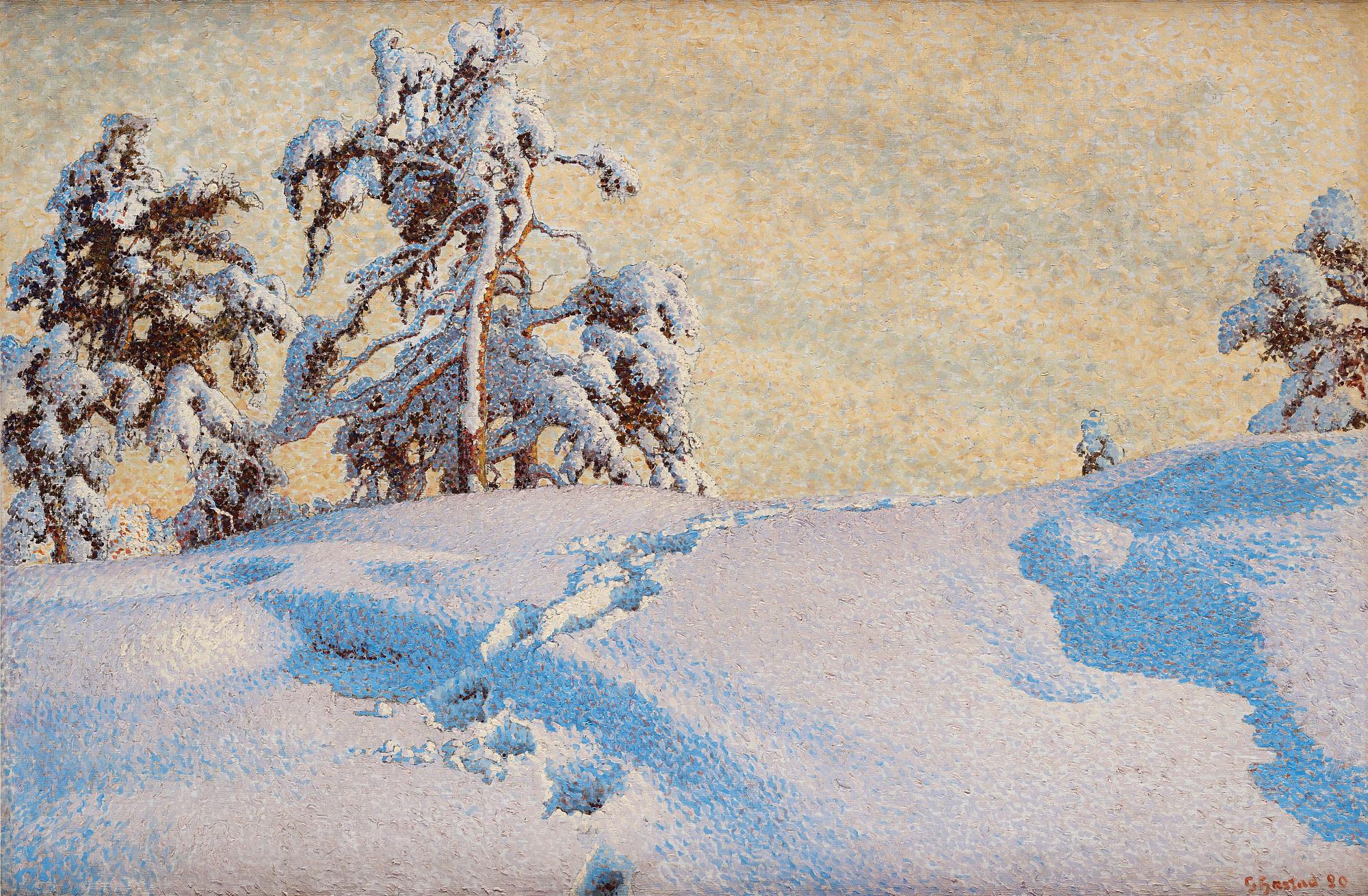 Gustaf Fjaestad, Tracks in deep snow.