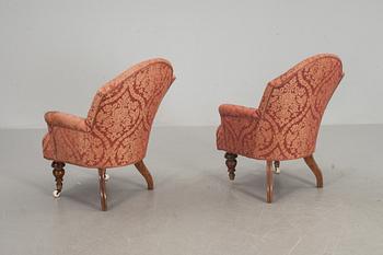 EMMAFÅTÖLJER, 2 st, sent 1800-tal.