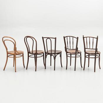 Chairs, 7 pieces, including Thonet, early 20th century.