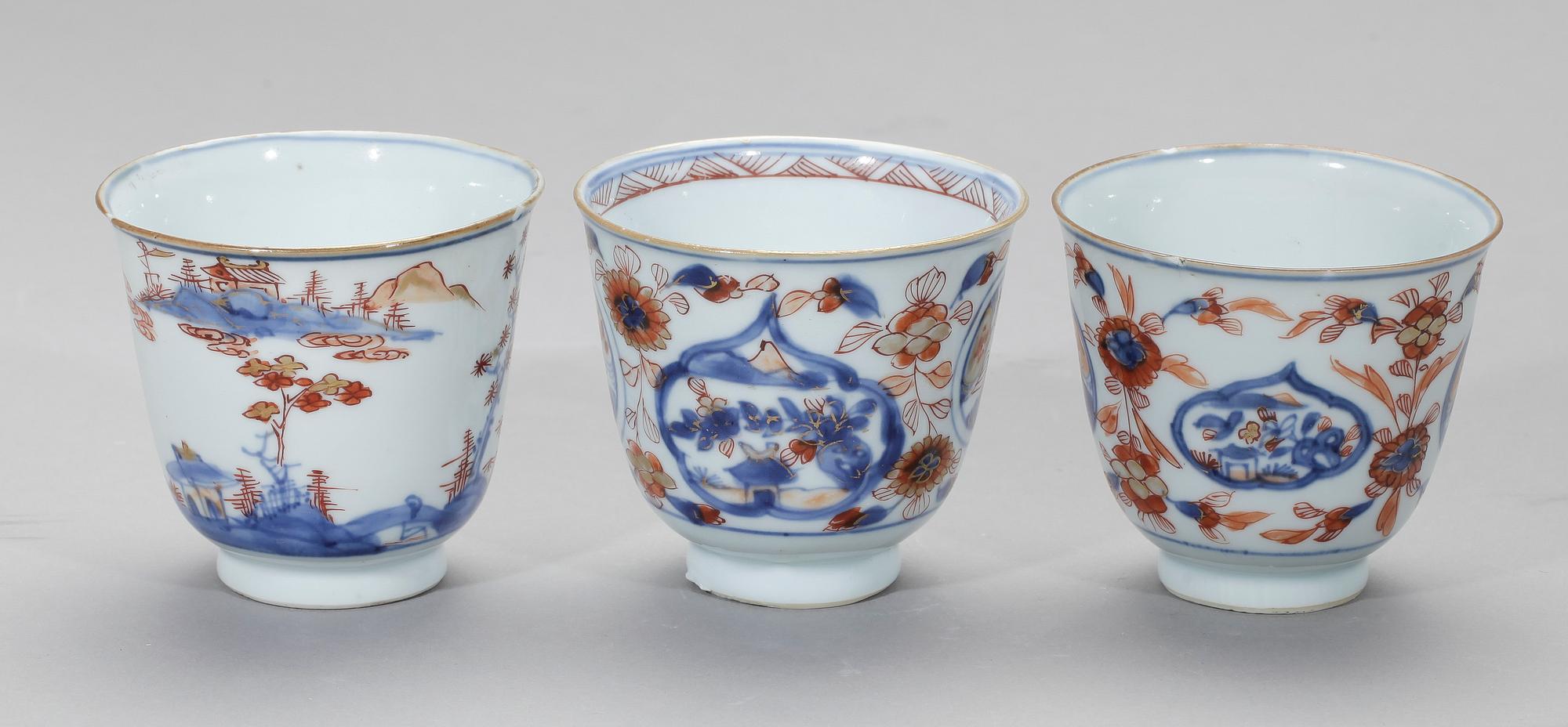 KOPPAR, 3 st, porlsin, Kina, Kangxi (1662-1722).